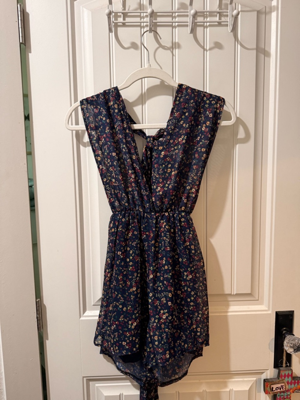 Navy Floral Sleeveless Romper